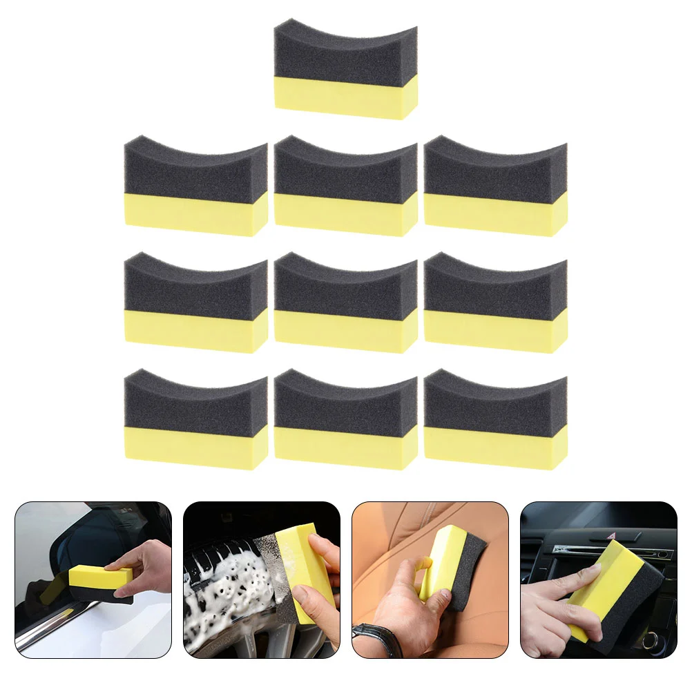

10 Pcs Car Wash Sponge Wax Applicator Pad Tire Dressing Automatic Composite PE Pads Shine Detailing