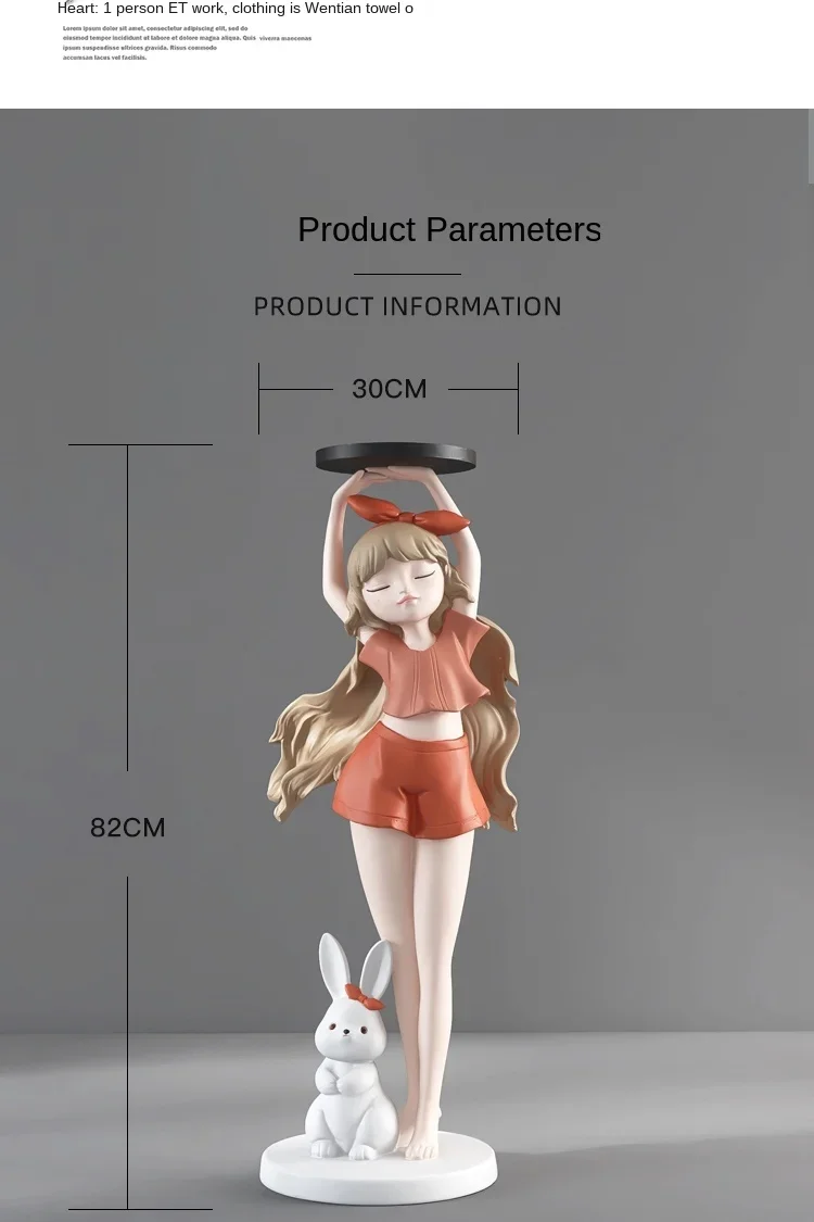 82cm Nordic Fashion Cartoon Girl Statue, Tray, Home Decoration, Gift, Interior Decoration, Large Living Room Decoration, Crafts 82cm Nordic Fashion Cartoon Girl Statue, Tray, Home Decoration, Gift, Interior Decoration, Large Living Room Decoration, Crafts