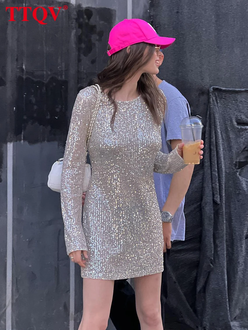 TTQV Fashion White Glitter Dresses For Women 2023 Elegant O-neck Long Sleeve Dresses Casual Straight Mini Dress Female Clothing
TTQV Fashion White Glitter Dresses For Women 2023 Elegant O-neck Long Sleeve Dresses Casual Straight Mini Dress Female Clothing