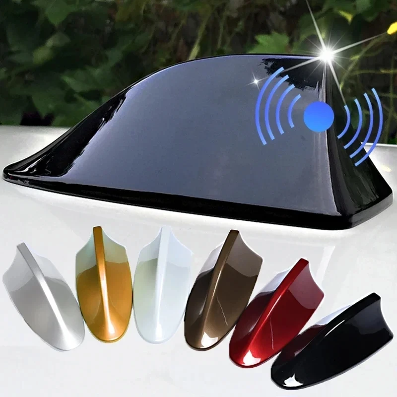 

Car Shark Fin Antenna Cute Fin Shape Auto Roof Aerial Base Self Adhesive Radio Signal Universal Vehicle Accessories for Most Car