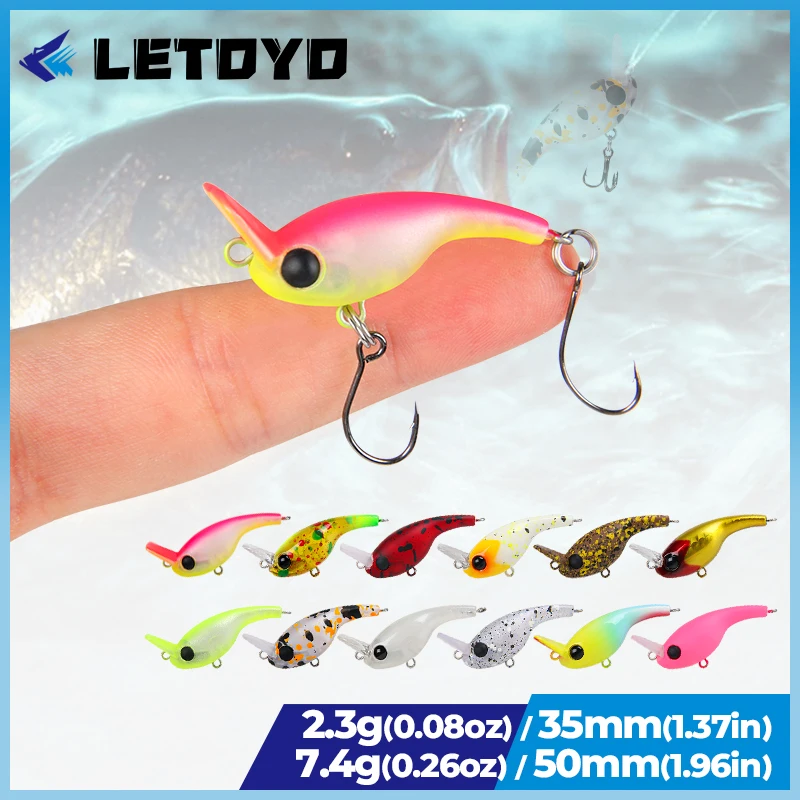 

LETOYO New Sinking Minnow 35mm 2.3g/50mm 7.4g Micro Fishing Lure Mini Wobblers For Freshwater Stream Trout Perch Bass Pike Baits