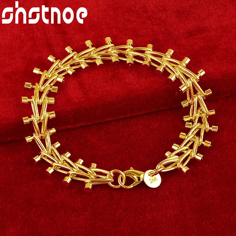SHSTONE 24K Gold Original Fence Bracelet For Woman Man Birthday Wedding Party Engagement Fashion Charm Jewelry Chain Gift
SHSTONE 24K Gold Original Fence Bracelet For Woman Man Birthday Wedding Party Engagement Fashion Charm Jewelry Chain Gift
