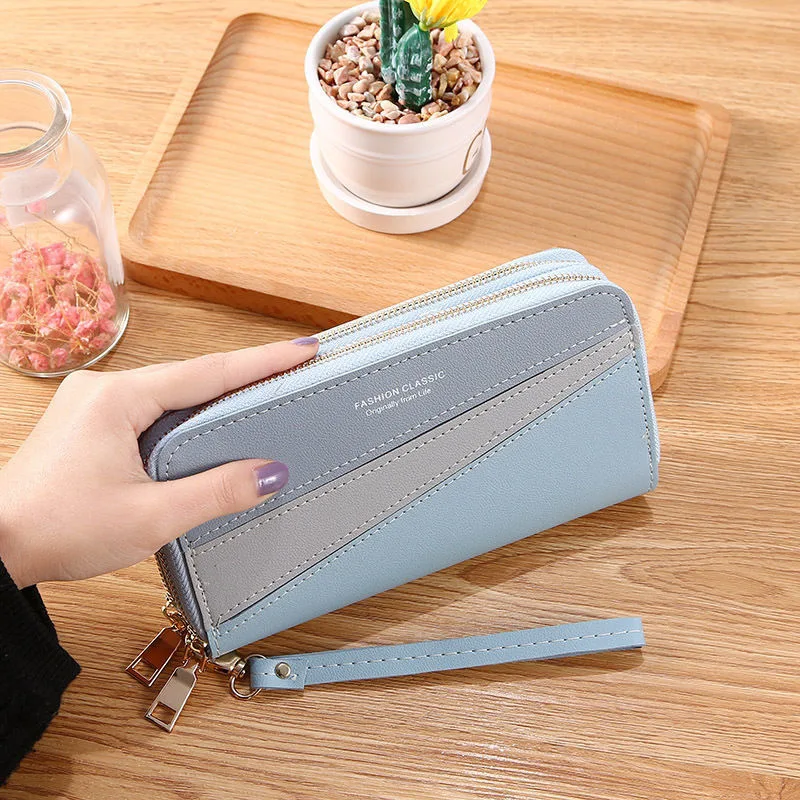 New Double Zipper Wallet Women's Long Handheld Bag Korean Edition Contrast Colored Large Capacity Double Layer Wallet Mobile bag
New Double Zipper Wallet Women's Long Handheld Bag Korean Edition Contrast Colored Large Capacity Double Layer Wallet Mobile bag