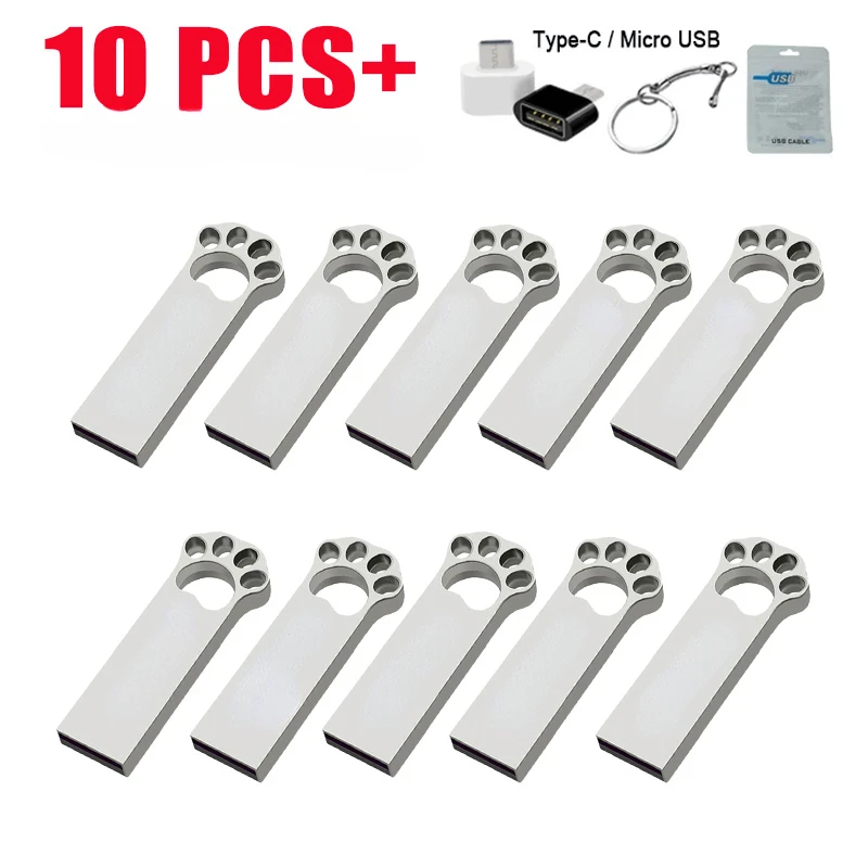 

10PCS/lot USB Flash Drive 128GB 64GB 32GB 16GB 1GB 2GB Pen Drive Pendrive флешка Metal Disk Cle USB