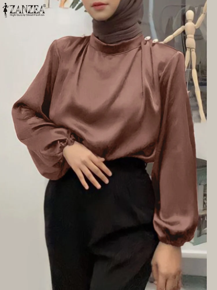 Elegant Women Satin Blouse Autumn Long Sleeve Solid Office Shirt 2023 ZANZEA Vintage Casual Muslim Tops Dubai Turkey Work Blusas
Elegant Women Satin Blouse Autumn Long Sleeve Solid Office Shirt 2023 ZANZEA Vintage Casual Muslim Tops Dubai Turkey Work Blusas