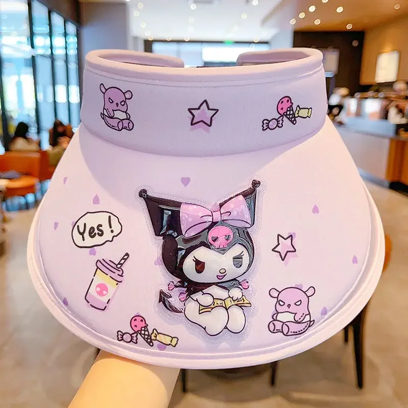 

Kawaii Anime Sanrio Kuromi Cinnamoroll Children Sunscreen Hat Cute Cartoon My Melody Pompompurin Anti-Uv Sunshade Cap Kids Gifts