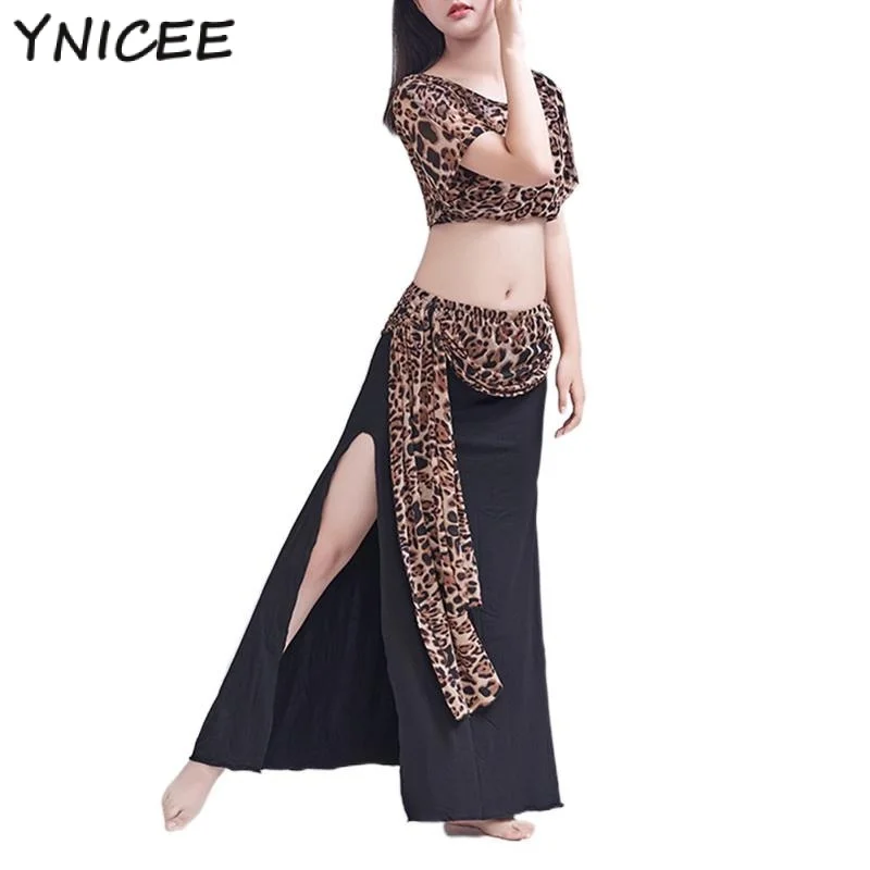 

Women Practice Dancewear Belly Dance Lesson Wear Set Bellydance Korean Dancing Costume Top Spilt Skirt Outfit Clothes Suits