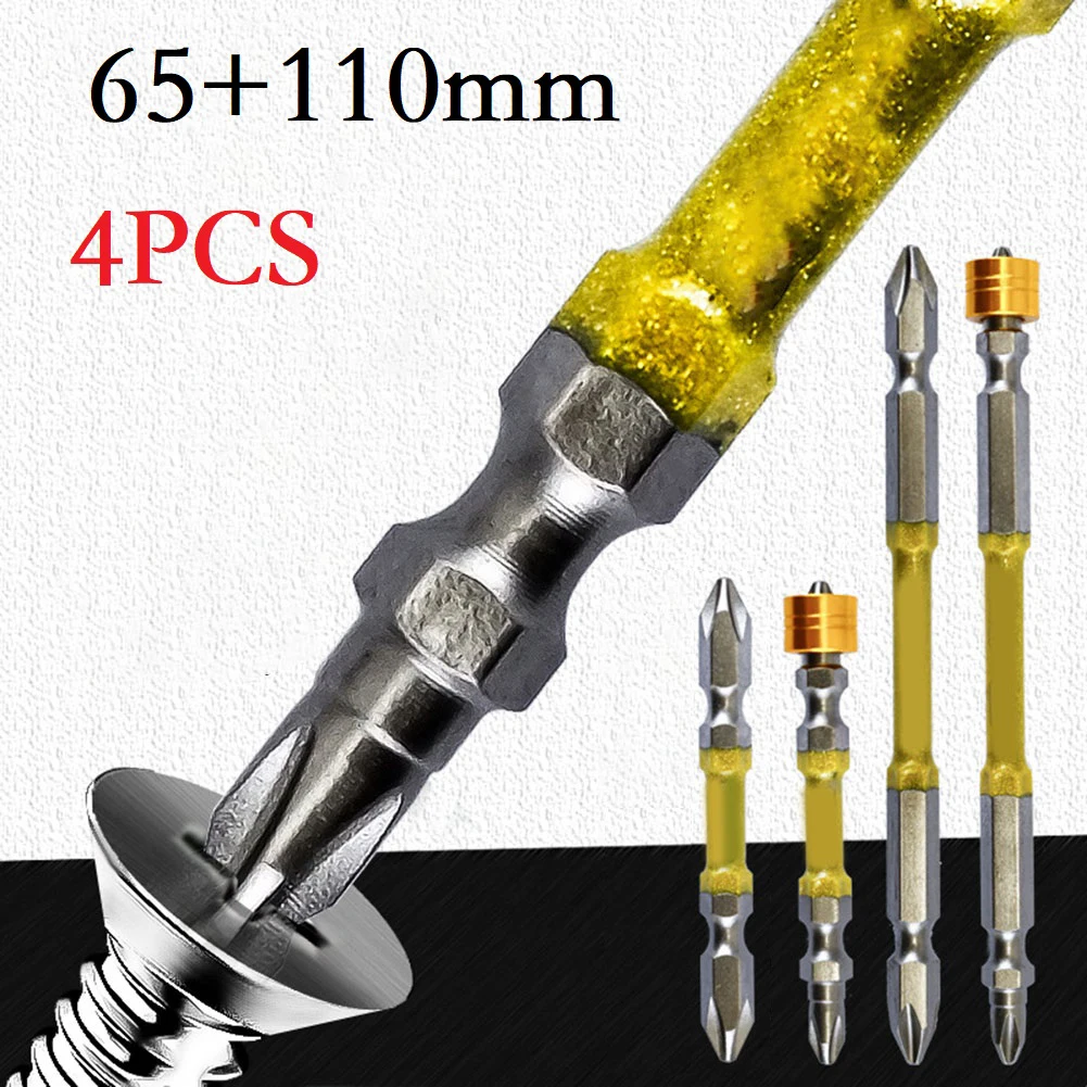 4pcs Double Heads Screwdriver Bits Cross Head Drill Bit Tungsten Steel Magnetic For Electric Tools 1/4 Inch Hex Shank 65/110mm
4pcs Double Heads Screwdriver Bits Cross Head Drill Bit Tungsten Steel Magnetic For Electric Tools 1/4 Inch Hex Shank 65/110mm