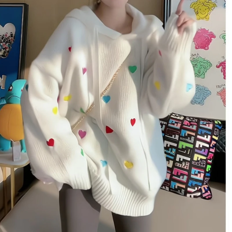 JIAMI Heart Embroidery Hooded High Quality Women Knitted Sweaters Loose Korean Fashion Long-sleeved Jumper Autumn/Winter Clothes
JIAMI Heart Embroidery Hooded High Quality Women Knitted Sweaters Loose Korean Fashion Long-sleeved Jumper Autumn/Winter Clothes