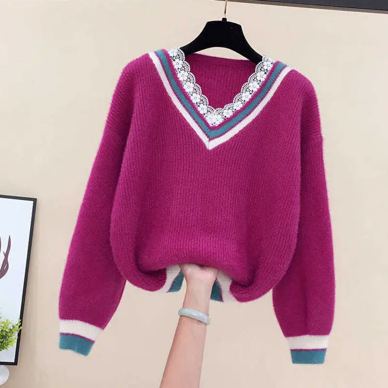 Fashion V-Neck Knitted Spliced Ruffles Lace Sweater Women's Clothing 2022 Autumn Loose New Casual Pullovers Warm All-match Tops
Fashion V-Neck Knitted Spliced Ruffles Lace Sweater Women's Clothing 2022 Autumn Loose New Casual Pullovers Warm All-match Tops