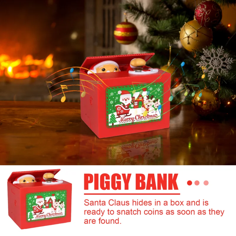 

Christmas Money Bank Toy Santa Claus Stealing Coin Money Saving Box With Music Multifunctional Electronic Money Coin Bank gifts