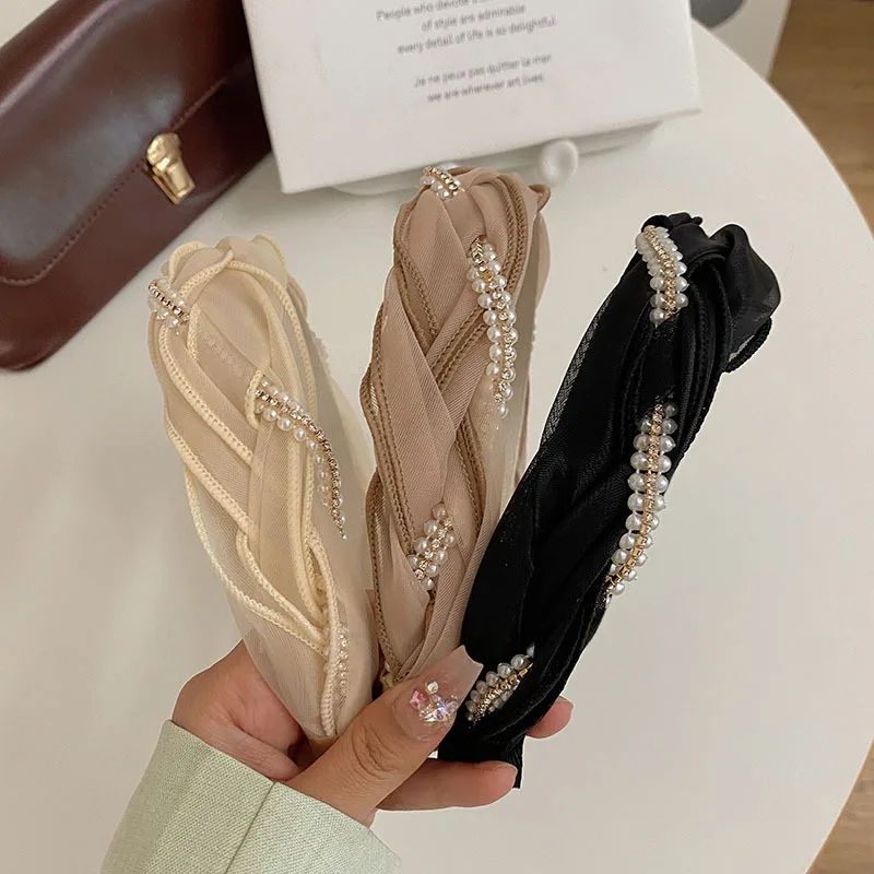 Pearls Headband Braided High Ena Making Hair Ornament Weaving Fabric Hairband Rhinestones Chains Winding Head Band Ladies
Pearls Headband Braided High Ena Making Hair Ornament Weaving Fabric Hairband Rhinestones Chains Winding Head Band Ladies