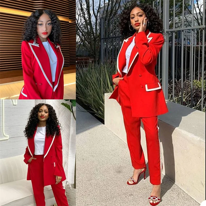 Red Women Suits Sets 2023 Newest 2 Pcs Business Custom Made Blazer+Pants Formal Cotton Jacket With White Lapel Prom Dress
Red Women Suits Sets 2023 Newest 2 Pcs Business Custom Made Blazer+Pants Formal Cotton Jacket With White Lapel Prom Dress