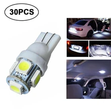 

30pcs T10 Car Dome & Map Lights 5050 Wedge Light Bulb Side Marker Lights 360°Beam angle Car Light Bulbs W5W 194 168 2825 158 192