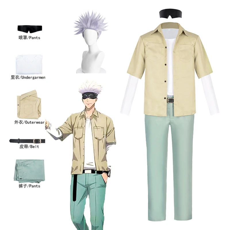 Anime Jujutsu Kaisen Cosplay Gojo Satoru Cosplay Costume Shirt Wig High School Uniform Daily Suit Halloween Costume Men Adult
Anime Jujutsu Kaisen Cosplay Gojo Satoru Cosplay Costume Shirt Wig High School Uniform Daily Suit Halloween Costume Men Adult