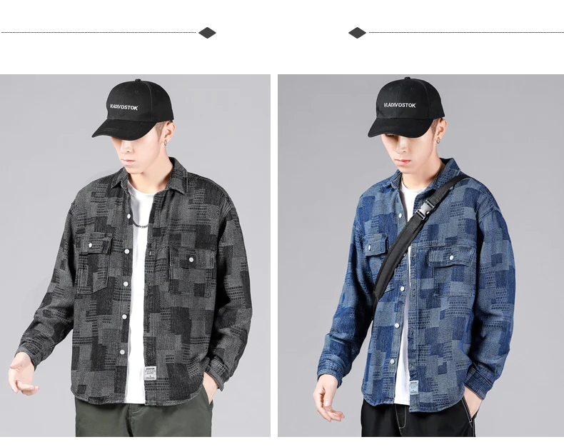Personality Jacquard Men's Denim Shirt New Fashion Oversized Hip-hop Print Splicing Jeans Shirt Male Streetwear Plus Size 5XL 3 Mallzona Sb7d84c9089454b75a16f06c0e6d70e8bM Personality Jacquard Men's Denim Shirt New Fashion Oversized Hip-hop Print Splicing Jeans Shirt Male Streetwear Plus Size 5XL Mallzona