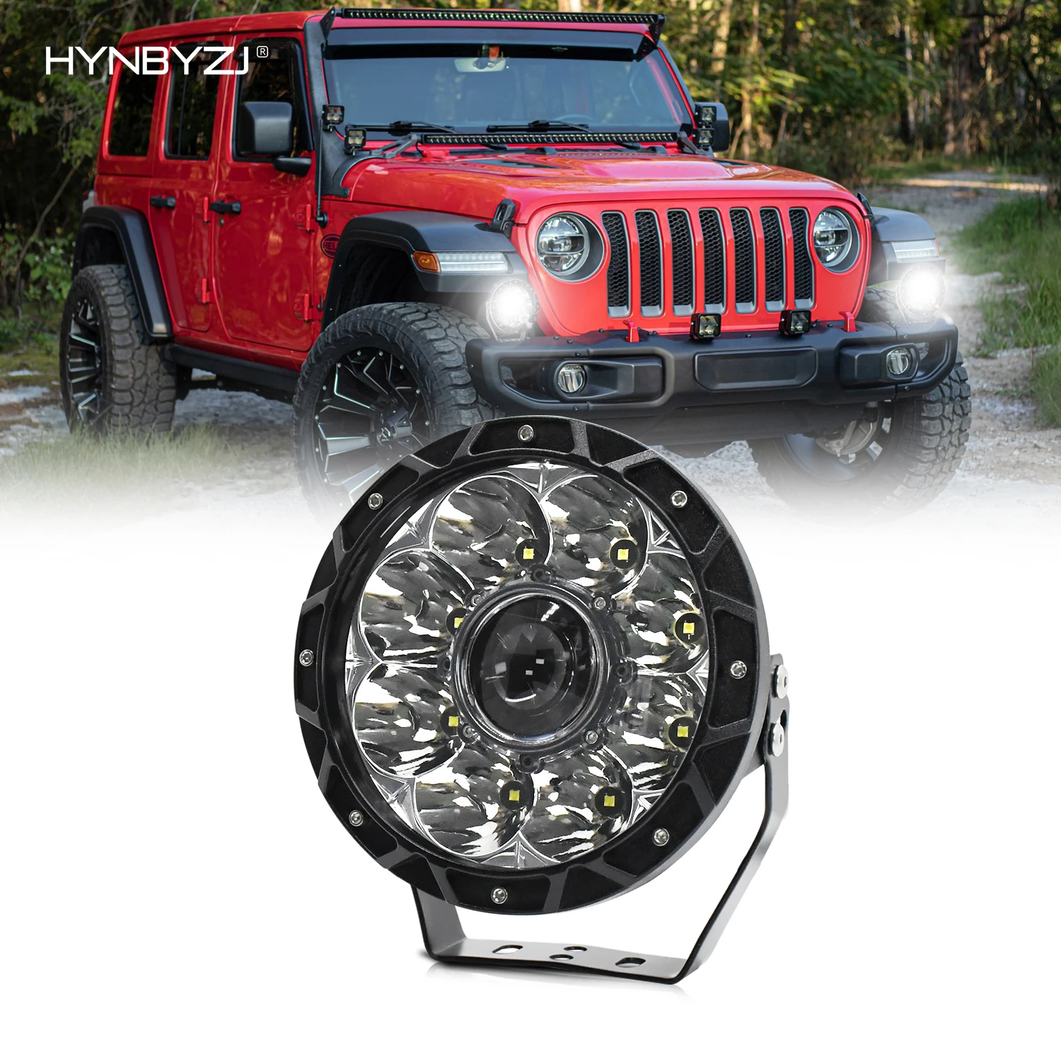 

HYNBYZJ 7 Inch LED Driving Work Light Bar 12V 24V Flood Spot Beam Fog Lamp for Jeep Offroad Truck 4WD Boat ATV SUV Super Bright