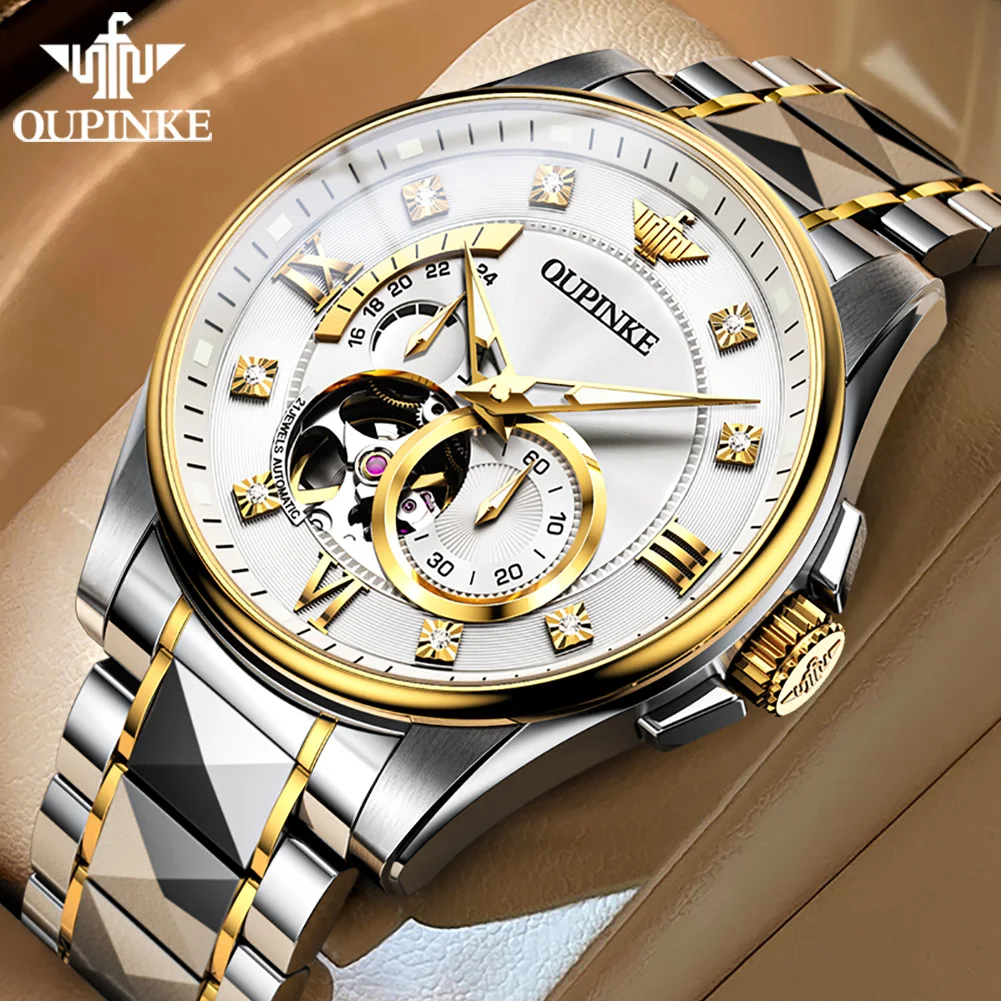 Luxury Brand OUPINKE Automatic Watch Men's Mechanical Watches Tungsten&Stainless Steel Strap Imported Movement 50M Waterproof
Luxury Brand OUPINKE Automatic Watch Men's Mechanical Watches Tungsten&Stainless Steel Strap Imported Movement 50M Waterproof