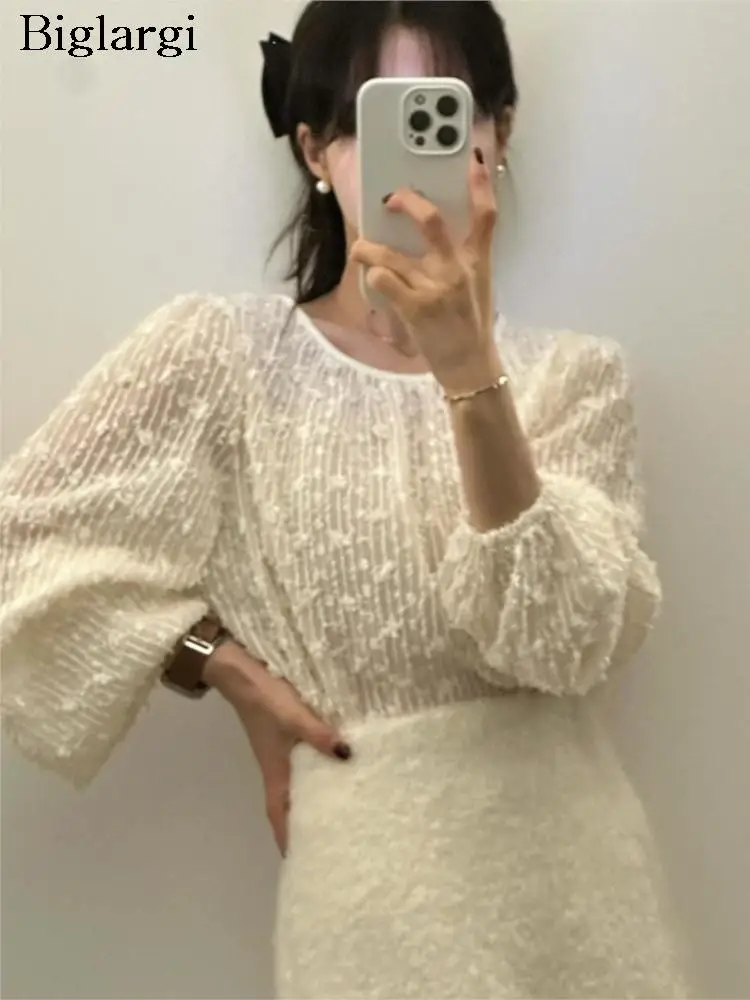Кружевной демисезонный пуловер, топы, женские модные милые дамские блузки с длинным рукавом и бахромой, Свободные плиссированные Женские топы в Корейском стиле
Кружевной демисезонный пуловер, топы, женские модные милые дамские блузки с длинным рукавом и бахромой, Свободные плиссированные Женские топы в Корейском стиле