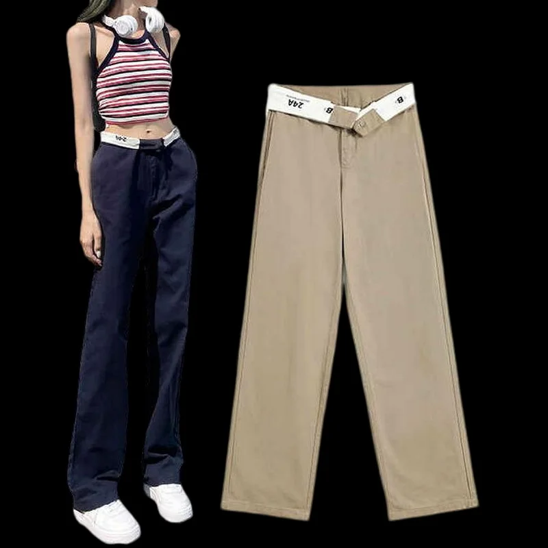 Women's Street Casual Pants Women's High Waist Loose Straight Pants Design Hit Color White Edge Waist Straight Trousers
Women's Street Casual Pants Women's High Waist Loose Straight Pants Design Hit Color White Edge Waist Straight Trousers