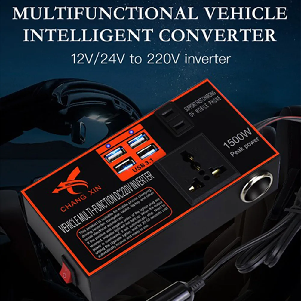 1500W Power Inverter Adapter Converter 12v/24V To DC 110V/220v Car Chargers Trip Car Inverter 5V Fast Charging Car Electronics
1500W Power Inverter Adapter Converter 12v/24V To DC 110V/220v Car Chargers Trip Car Inverter 5V Fast Charging Car Electronics