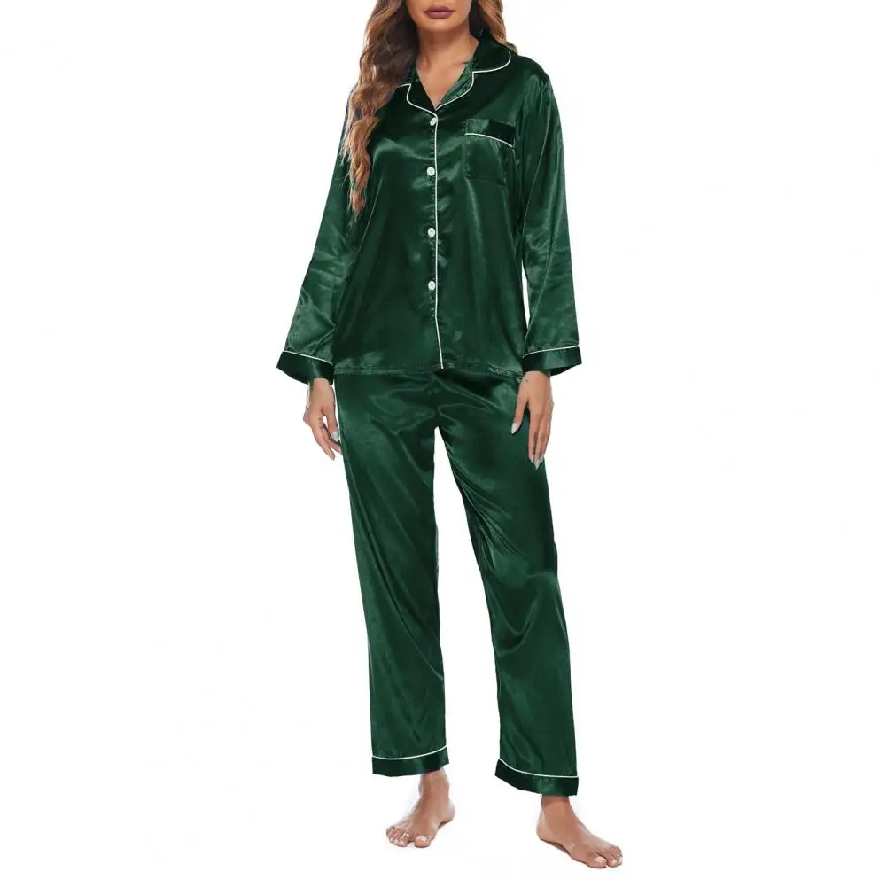 Women Top Pants Long Sleeve Single Breasted Summer Autumn Homewear Turndown Collar Pajamas Set
Women Top Pants Long Sleeve Single Breasted Summer Autumn Homewear Turndown Collar Pajamas Set