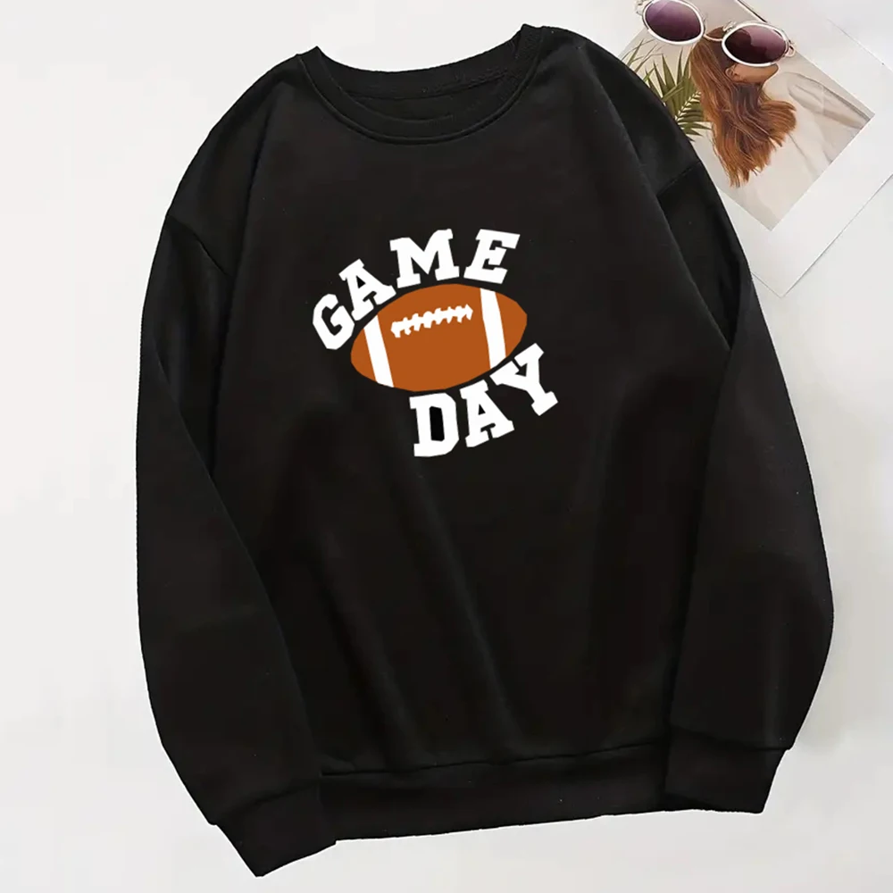 

Football Game Day Pullover Sweatshirt Women's Long Sleeved Printed Hoodie Game Day Shirt Casual Women's Outfit Long Sleeve Sweat