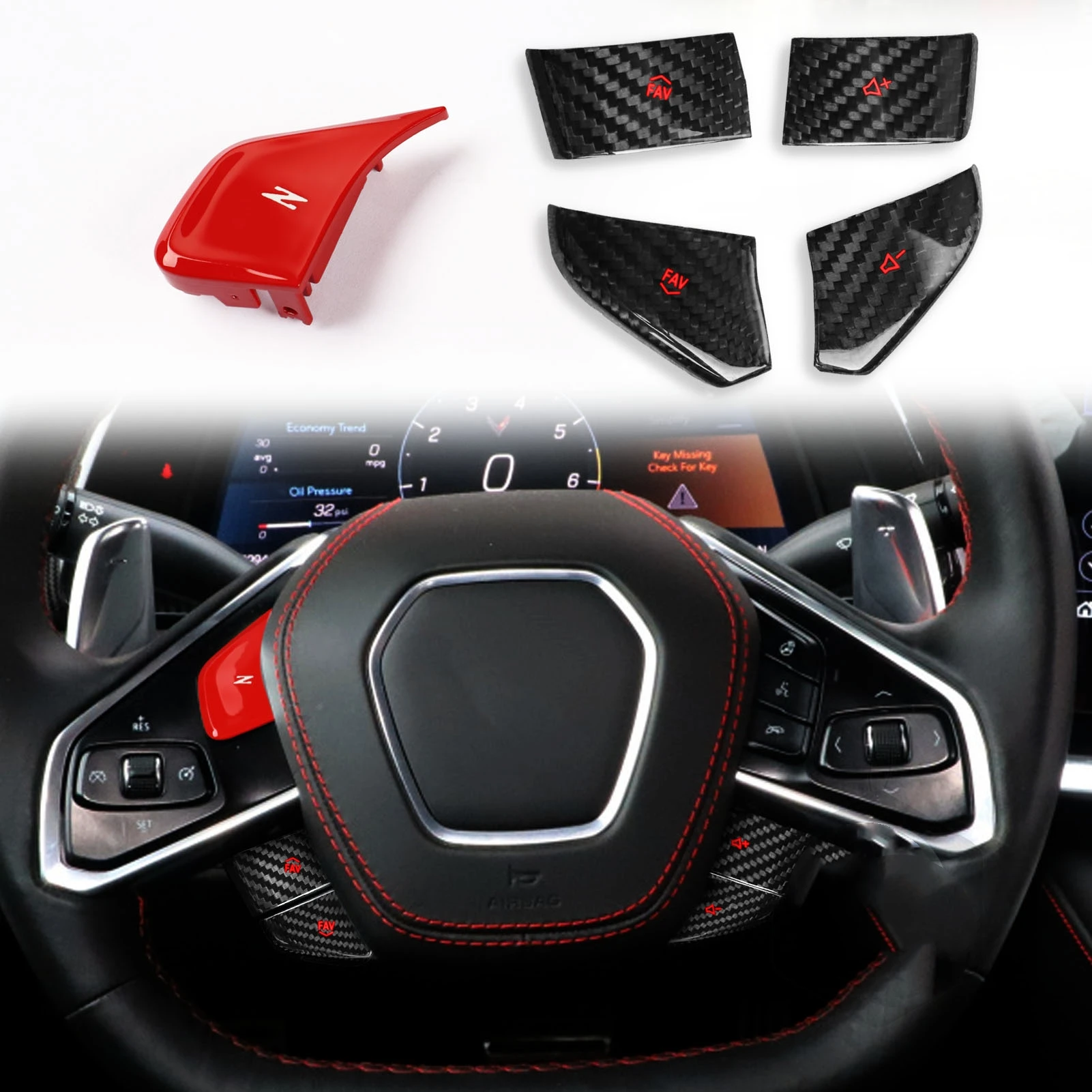 For Chevrolet Corvette C8 Z51 2020 2021 2022 Red Carbon Fiber Car Steering Wheel Panel Switch Button Knob Cover Sticker Kit Trim
For Chevrolet Corvette C8 Z51 2020 2021 2022 Red Carbon Fiber Car Steering Wheel Panel Switch Button Knob Cover Sticker Kit Trim