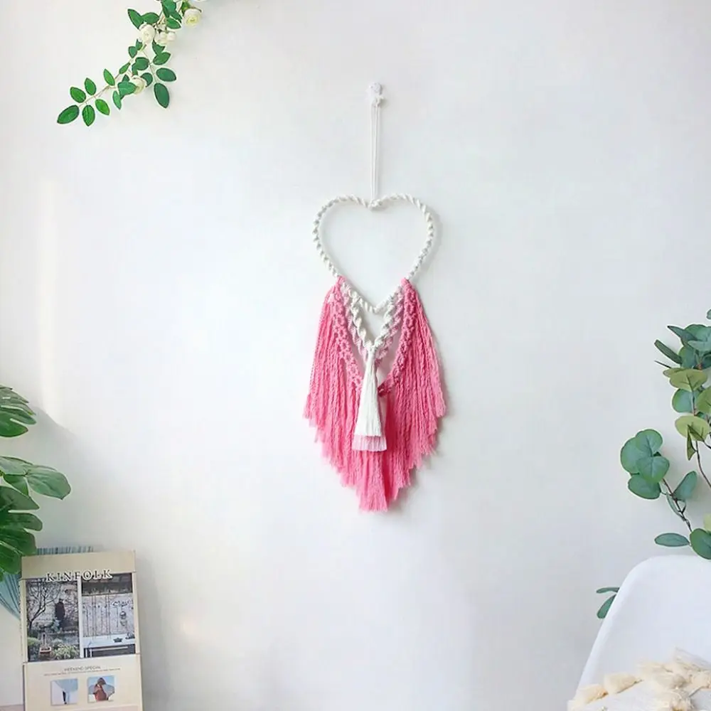 Heart-Shaped Macrame Tapestry - Hand-Woven Wall Art with Tassels 4 Sb7e0e244324b47f898615f932a3a137a5