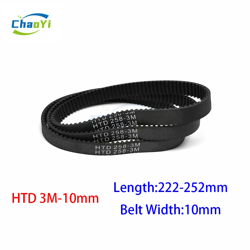 

HTD 3M Closed Loop Rubber Timing Belt Pitch Length 222 225 228 231 234 237 240 243 246 249 252mm Width 10mm 3M-225 3M-228 3M-246
