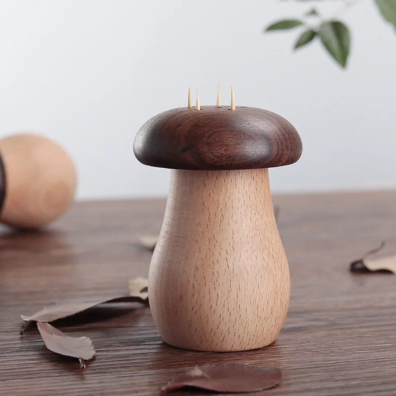 

Creative Mushroom Toothpick Box Wood Holder Storage Container Dispenser Kitchen Gadgets Table Decor Restaurant Durable Organizer