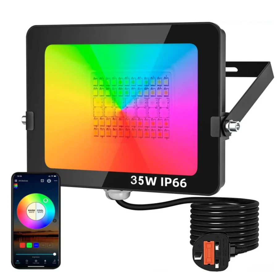 35W Smart RGB Flood Light APP Control 16 Million White 2700K-6500K Outdoor Garden Floodlight Landscape Spotlight IP66 Waterproof
35W Smart RGB Flood Light APP Control 16 Million White 2700K-6500K Outdoor Garden Floodlight Landscape Spotlight IP66 Waterproof