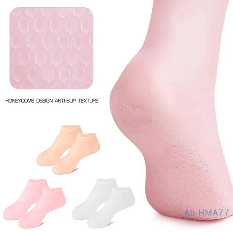 

1Pair Feet Care Socks Spa Home Use New Silicone Moisturizing Gel Heel Socks Cracked Foot Skin Care Protectors Anti Cracking