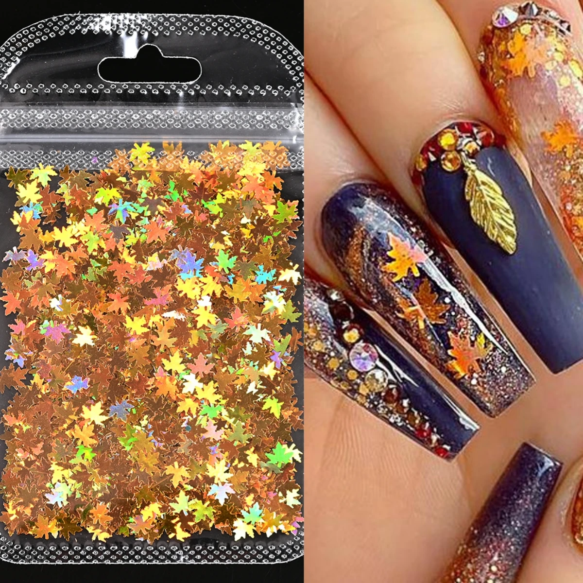 Holographic Gradient Maple Leaf Nails Sequin Laser Orange Leaf Glitter DIY Autumn 3D Nail Art Decoration Accessories Tools PD63
Holographic Gradient Maple Leaf Nails Sequin Laser Orange Leaf Glitter DIY Autumn 3D Nail Art Decoration Accessories Tools PD63