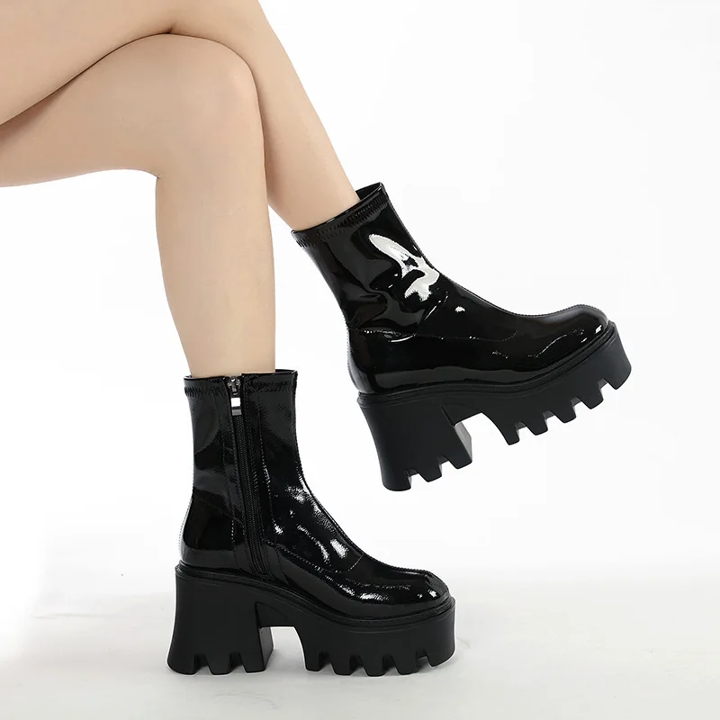 9cm Female Platform Wedges Boots Black Autumn Ankle Boots For Women High Heels Ladies Leather Shoes Back Zipper High Quality
9cm Female Platform Wedges Boots Black Autumn Ankle Boots For Women High Heels Ladies Leather Shoes Back Zipper High Quality