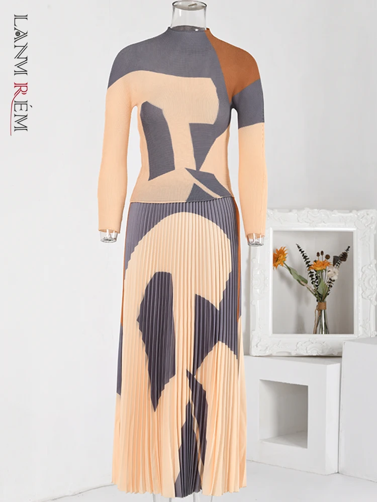 LANMREM Contrast Color Pleated Print 2 Piece Set Women Long Sleeves Tops High Waist A-line Skirt Fashion 2023 Autumn New 2L2108
LANMREM Contrast Color Pleated Print 2 Piece Set Women Long Sleeves Tops High Waist A-line Skirt Fashion 2023 Autumn New 2L2108