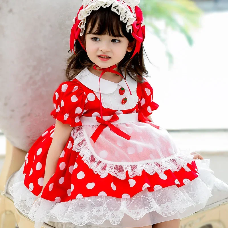 Children Boutique lolita Dresses for Baby Girls Red Summer Kids Clothing with hair band set Vintage Baby Strawberry Dress Infant
Children Boutique lolita Dresses for Baby Girls Red Summer Kids Clothing with hair band set Vintage Baby Strawberry Dress Infant