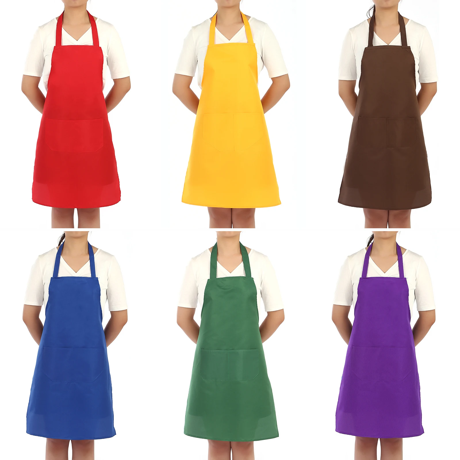 

Цветной фартук с карманом для приготовления пищи для женщин и мужчин, чистящие фартуки без рукавов, одежда, водонепроницаемые маслостойкие кухонные аксессуары для шеф-повара