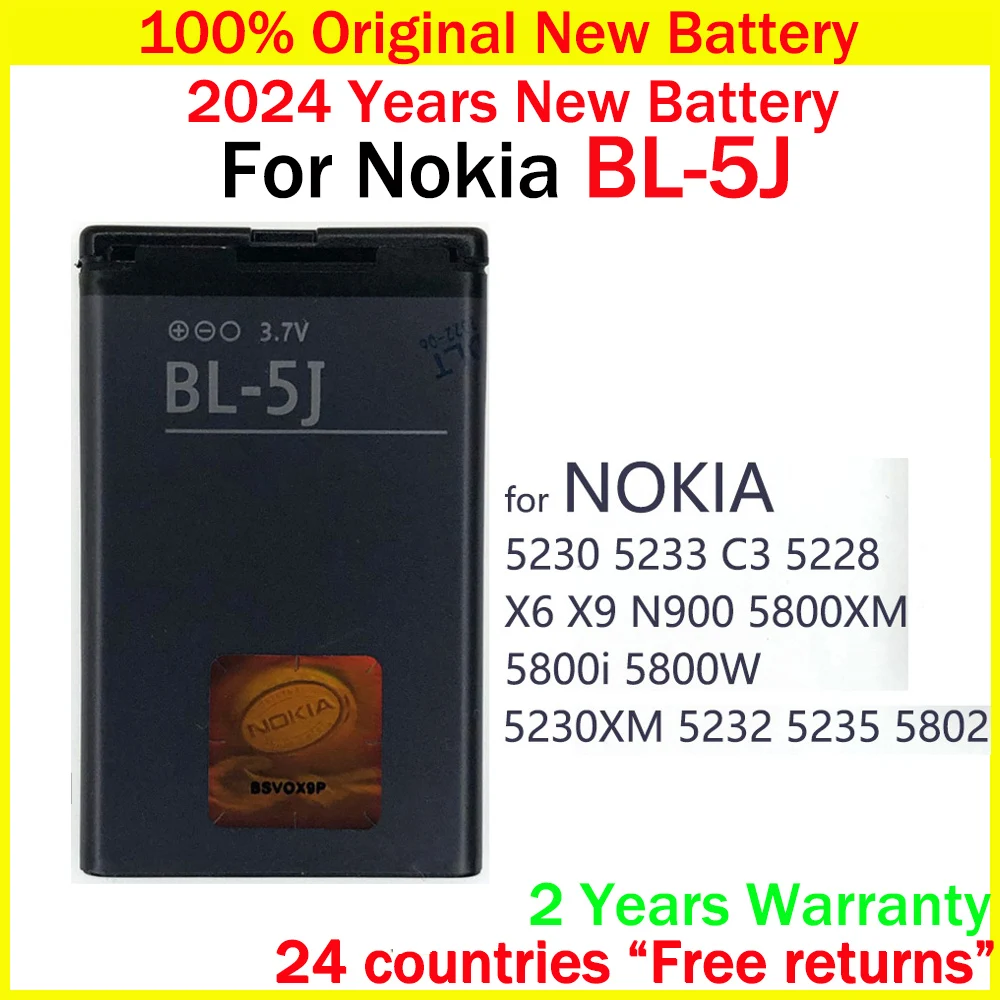 

New Original Battery BL5J BL-5J 1320mAh Replacement Battery For Nokia Lumia 520 530 525 X1-01 5230 5233 5235 5800XM X6 C3 5802i