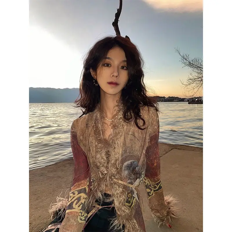 Long Sleeve Cardigan Top Trash Fringe Shirt Y2k Aesthetic Mesh Top Japanese Harajuku Shirt Printed Irregular Shirt 2000 vintage
Long Sleeve Cardigan Top Trash Fringe Shirt Y2k Aesthetic Mesh Top Japanese Harajuku Shirt Printed Irregular Shirt 2000 vintage