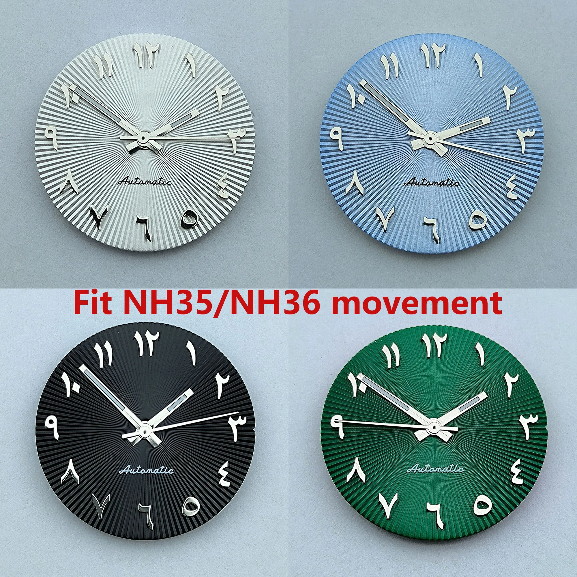 

NH35 dial 28.5mm S dial convex Arabic letters blue dial corrugated dial fit NH35 NH36 movements