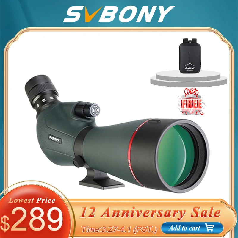 SVBONY SV406P ED Зрительная труба 20-60x80 зум Двойной фокус FMC Bak4 призма водонепроницаемое