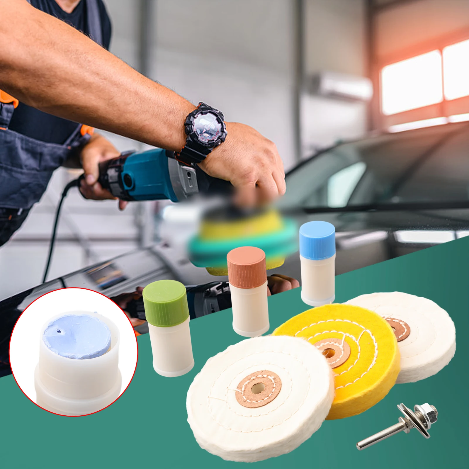 7 Pcs Polishing Kit Metal Cleaning Polishing Buffing Wheel Kit Compound Polish Polishing Wheel Polishing Paste Pad Power Tools
7 Pcs Polishing Kit Metal Cleaning Polishing Buffing Wheel Kit Compound Polish Polishing Wheel Polishing Paste Pad Power Tools