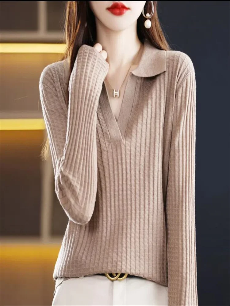 POLO Collar Knitted Jumpper Top For Women Sweater Thin Fashion Loose Long Sleeve Sweater Inside Outside Wear Female Clothes
POLO Collar Knitted Jumpper Top For Women Sweater Thin Fashion Loose Long Sleeve Sweater Inside Outside Wear Female Clothes