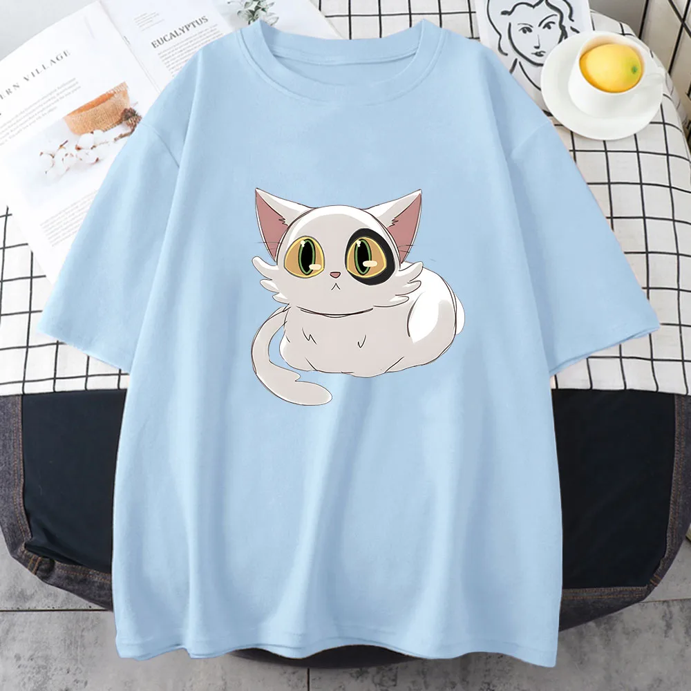 

Suzume No Tojimari Daijin White Cat T Shirts Women/men Anime Kawaii/cute Neko Tshirts 100% Cotton T-shirts Harajuku Short Sleeve