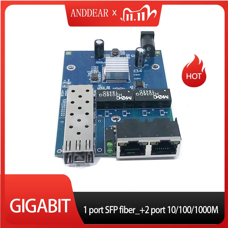 10/100/1000M Gigabit media converter 1 sfp 2 rj45 gigabit optical fiber ethernet fiber optic switch for ip camera
10/100/1000M Gigabit media converter 1 sfp 2 rj45 gigabit optical fiber ethernet fiber optic switch for ip camera
