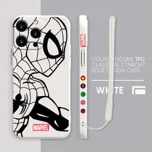 Luxury Square Liquid Case For iPhone 13 12 11 Pro Max Mini X XR XS Max 7 8 6s Plus Candy Color Marvel Iron Man Spiderman Comics