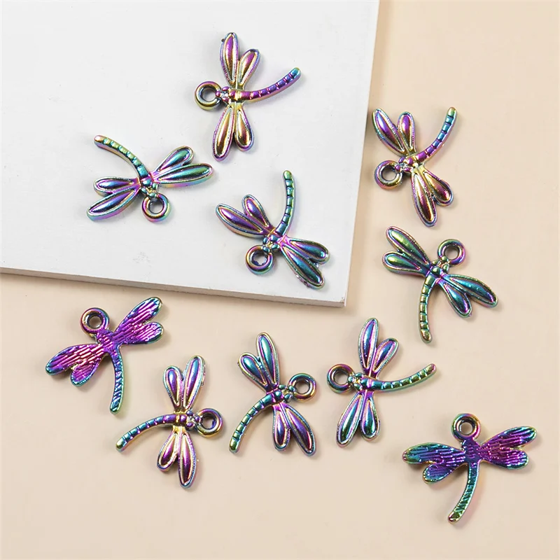 

10Pcs/PACK 18*14MM Sweet Colorful Dragonfly Charms Enamel Pendant For Keychain Necklace DIY Jewelry Ornament Accessories