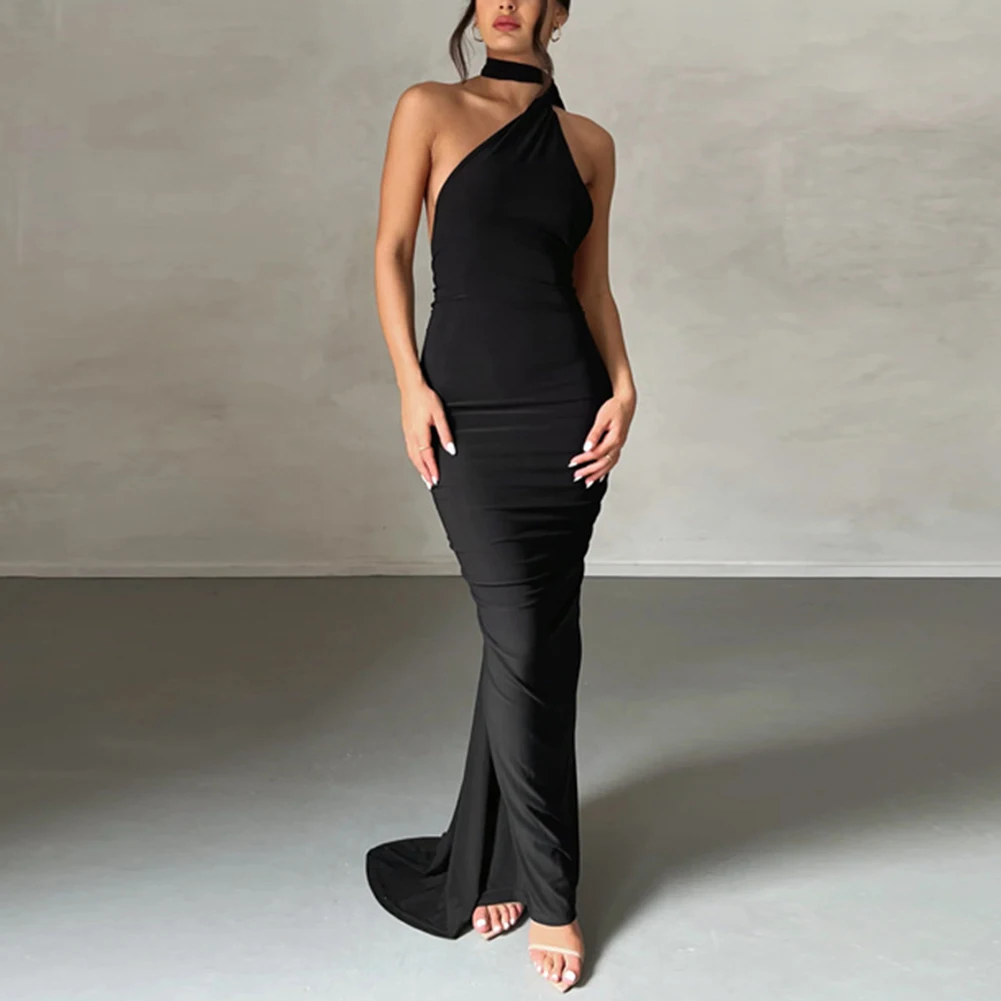 Women's Elegant Party Evening Dress Solid Color Black White Backless Pleated Sleeveless Tight Formal Occasion Long Maxi Dress
Women's Elegant Party Evening Dress Solid Color Black White Backless Pleated Sleeveless Tight Formal Occasion Long Maxi Dress