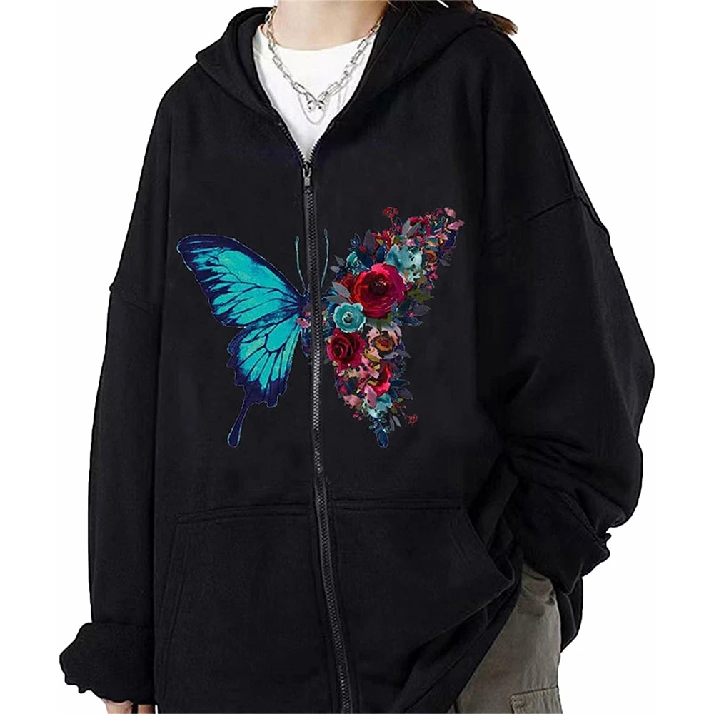 Combhasaki Women Y2K Vintage Unisex Oversized Hoodies Long Sleeve Hooded Butterfly Flower Print Zip-up Sweatshirt Streetwear
Combhasaki Women Y2K Vintage Unisex Oversized Hoodies Long Sleeve Hooded Butterfly Flower Print Zip-up Sweatshirt Streetwear